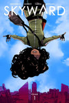 Comic book cover titled 'Skyward' with a character falling from the sky above a cityscape.